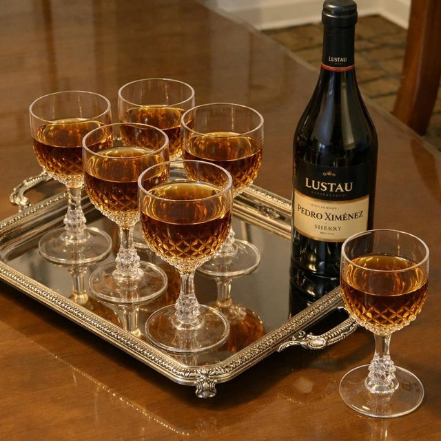 Mid-Century Modern Vintage Diamond‑Cut Aperitif & Sherry Goblets - Set of 6 for Bar Cart Decor, Vintage Barware, Palm Beach Regency & Grandmillennial. See Pics! For Sale - Image 3 of 7