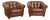 Pair of 20th Century English Brown Leather Club Chairs For Sale