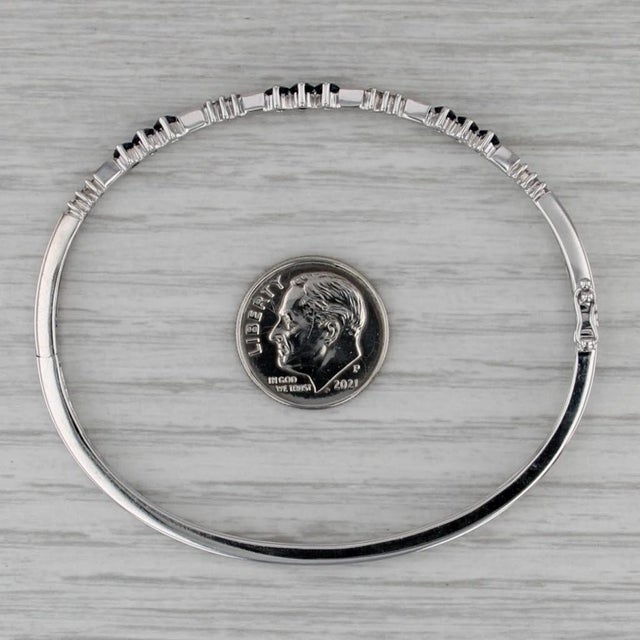 1.27ctw Blue Sapphire Diamond Bangle Bracelet 14k White Gold 7" For Sale In Greensboro - Image 6 of 7