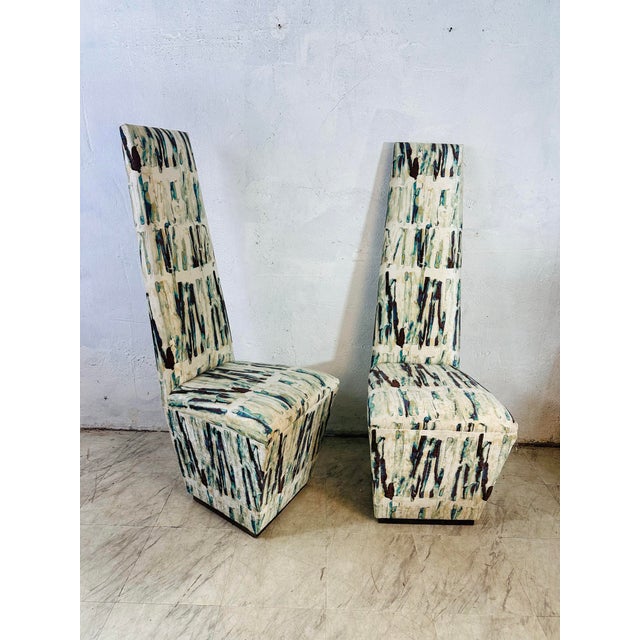 Midcentury Modern High Back Side Chairs, Reupholstered For Sale - Image 4 of 7