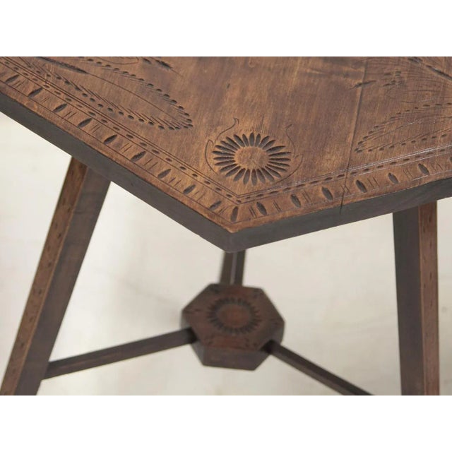 Hand Carved Folk Table and Stools, Former Czechoslovakia, 1960s, Set of 3 For Sale - Image 6 of 9