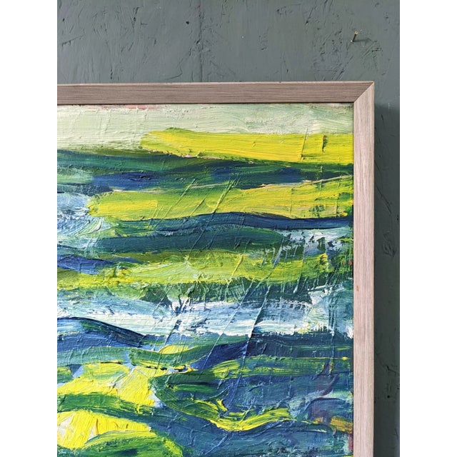 Mid-Century Modern Swedish "Waves" Vintage Abstract Oil Painting, Framed For Sale - Image 11 of 13