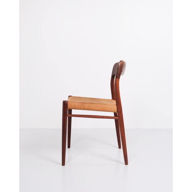 Model 75 Dining Chairs in Teak and Paper Wicker by Niels O. Møller for J.L. Møllers, 1960s, Set of 5 For Sale - Image 8 of 12