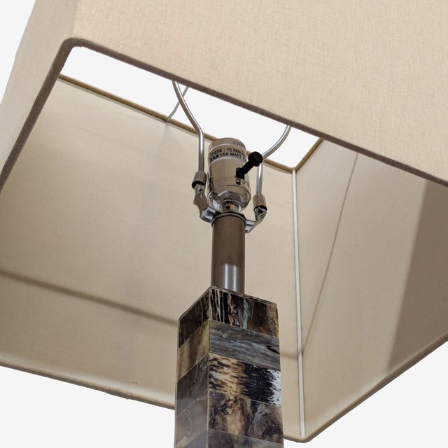 Metal Arteriors Tanner Modern Floor Lamp With Mixed Horn Finish and Square Shade For Sale - Image 7 of 8