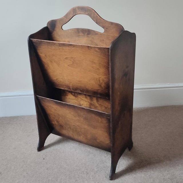 Vintage Double Wooden Magazine Rack by Haxyes, 1920s For Sale - Image 4 of 13