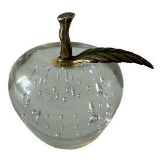 Vintage Apple Shaped Blown Glass Paper Weight For Sale