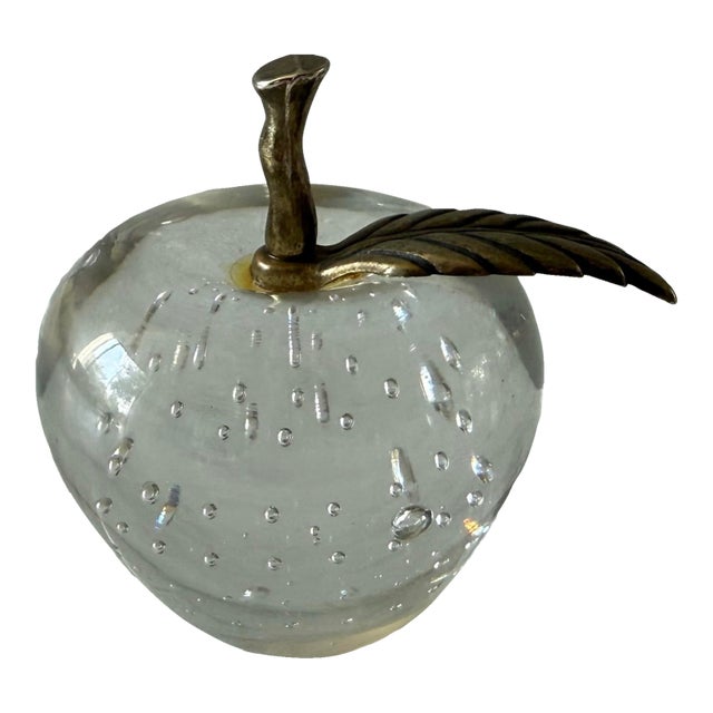 Vintage Apple Shaped Blown Glass Paper Weight For Sale