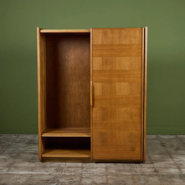 1970s Robert Guillerme and Jacques Chambron Oak Wardrobe For Sale - Image 5 of 12