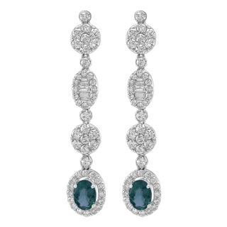 5.15ctt Oval Emerald & Diamond Drop Necklace 18-Karat White Gold, Pair For Sale