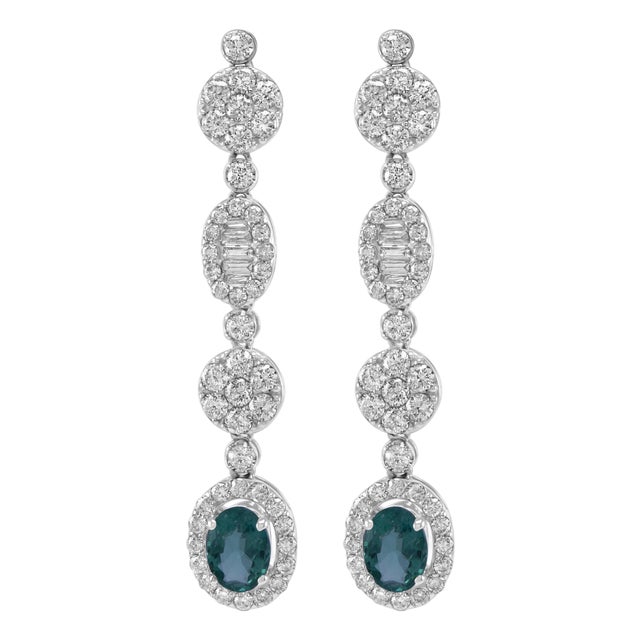 5.15ctt Oval Emerald & Diamond Drop Necklace 18-Karat White Gold, Pair For Sale