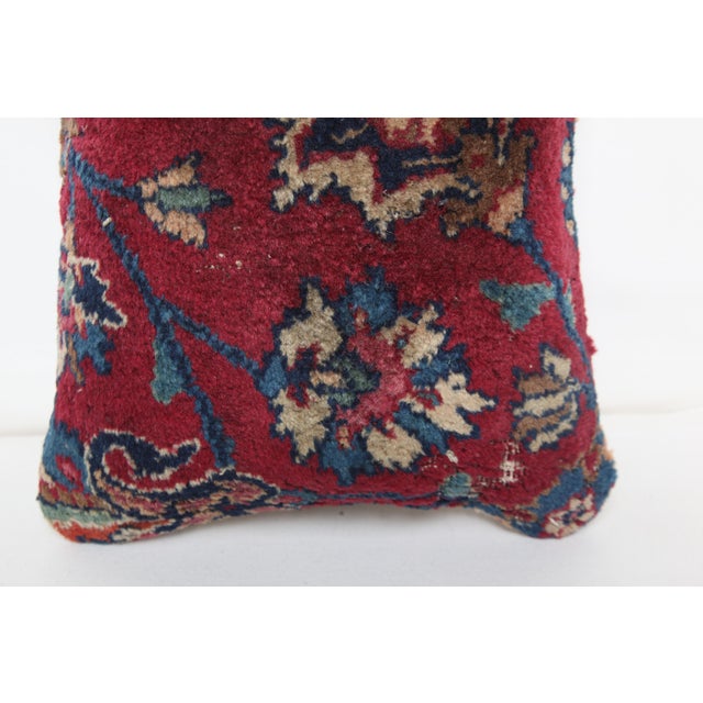 Handmade Antique Red & Blue Rug Pillow -12'' X 16'' For Sale In Tampa - Image 6 of 10