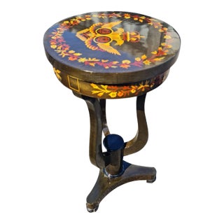 French Style Petite Coffee Table – Unique Lyre-Shaped Base For Sale