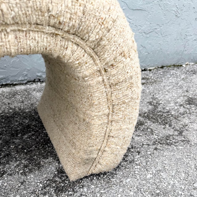 Postmodern Haitian Cotton Upholstered Flared Waterfall Bench For Sale - Image 4 of 9