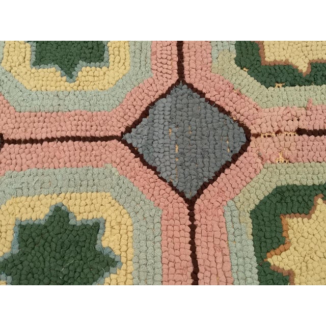 Vintage Hand-Hooked Rug, Allover Geometric Design, Wool & Cotton, American Folk Art, 3x5 For Sale - Image 4 of 14