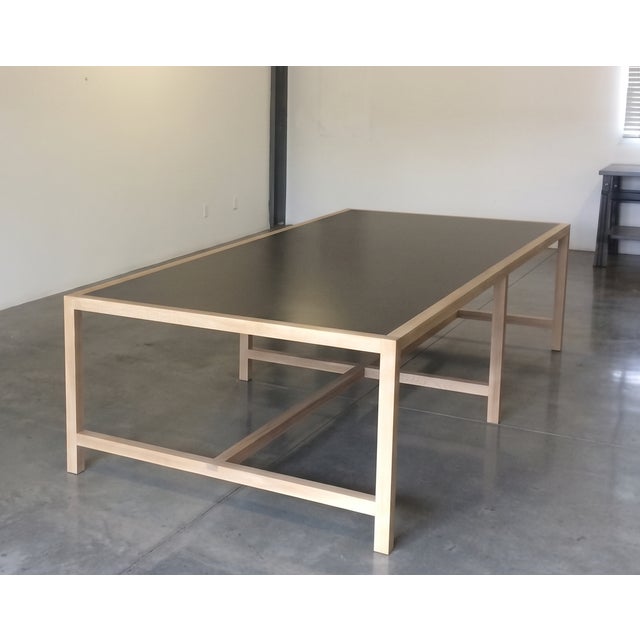 Custom Oak & Europly Architectural Dining Table For Sale In Los Angeles - Image 6 of 6