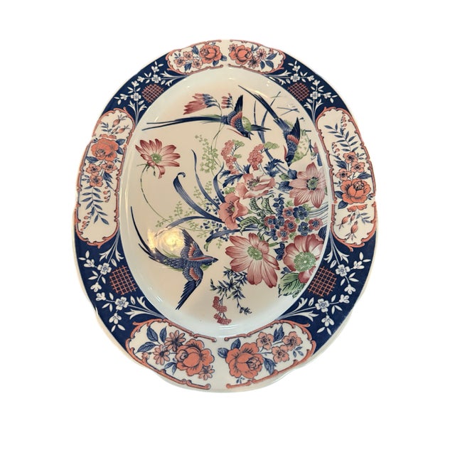 Japanese Vintage Japanese Bird of Paradise Imari Style Serving Platter For Sale - Image 3 of 9