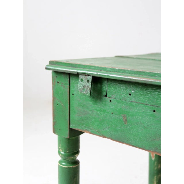Green Antique Painted Wood Side Table For Sale - Image 8 of 13