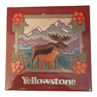 Yellowstone Moose Glazed Tile Trivet For Sale