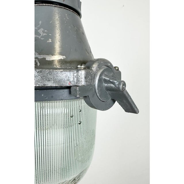 Metal Industrial Grey Pendant Light, Former USSR, 1960s For Sale - Image 7 of 16