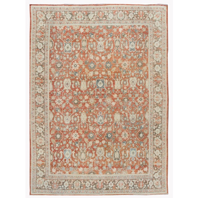 Red Antique Mahal Handmade Wool Rug For Sale - Image 9 of 9