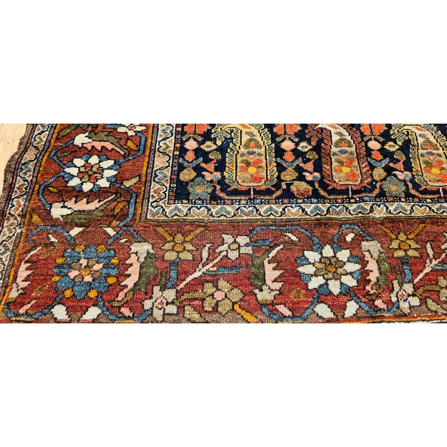 Antique Persian Kurdish Rug, Hand-Knotted Wool, All-Over Paisley Pattern, Navy & Brick-Red, 4x7 For Sale - Image 10 of 14
