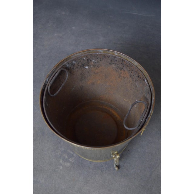 Gold Antique Edwardian Brass Planter Coal Bucket For Sale - Image 8 of 14