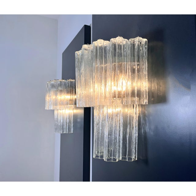 Mid-Century Modern Vintage Murano Glass Tube Wall Sconces, 1990s, Set of 2 For Sale - Image 3 of 17