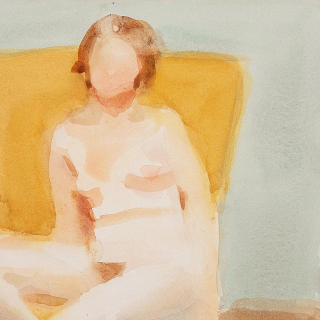 Paper 'Seated Nude on a Yellow Chair' by Robert Wilbert, 1974, Detroit, Michigan, American Modernist For Sale - Image 7 of 8