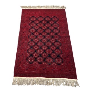 Vintage Afghan Turkmen Royal Bokhara Tekke Gul Rug - 6'4" X 4'1" For Sale
