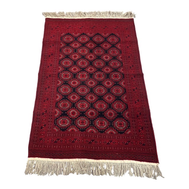 Vintage Afghan Turkmen Royal Bokhara Tekke Gul Rug - 6'4" X 4'1" For Sale