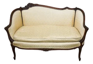 Early 20th Century Antique Victorian Carved French Settee Loveseat