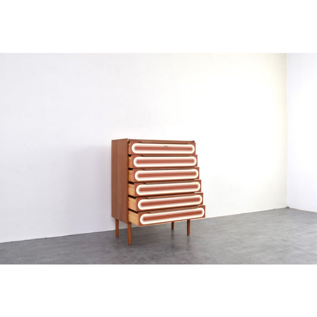 Mid-Century Modern Op-Art Hand-Painted Teak Chest of Drawers, 1960s For Sale - Image 9 of 18