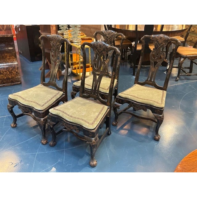 Chinoiserie Set of English Queen Anne Chinoiserie Chairs For Sale - Image 3 of 6