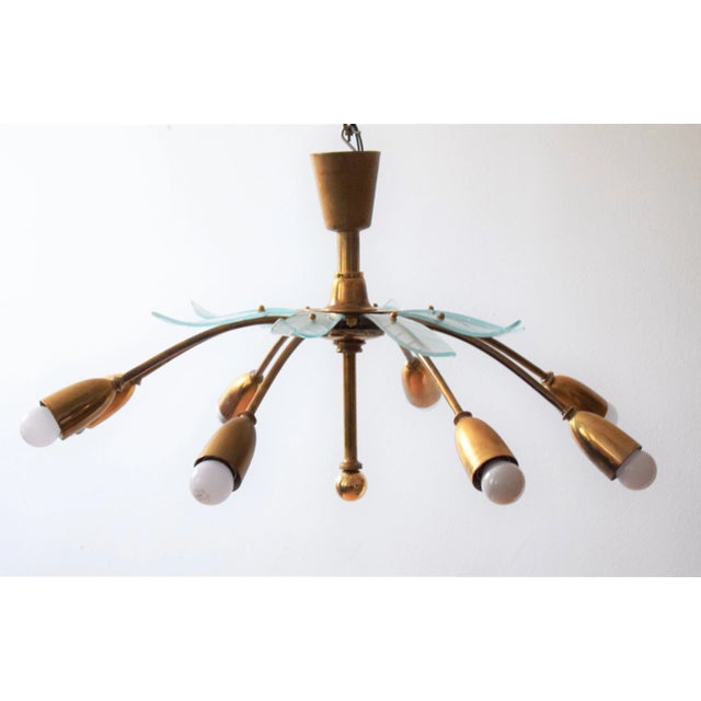 Fontana Arte Italian Brass Chandelier by Pietro Chiesa for Fontana Arte, 1940s For Sale - Image 4 of 9