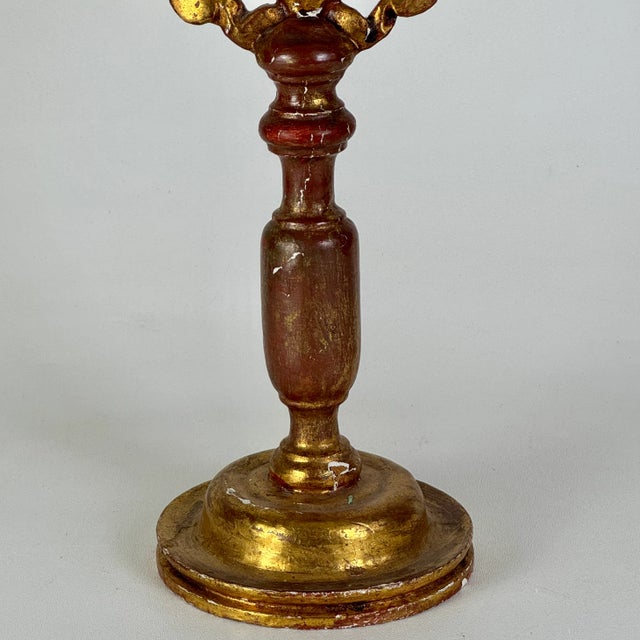 Magnificent Vintage Italian Gilt Wood Vanity Mirror on Stand With Aged Glass For Sale - Image 4 of 10