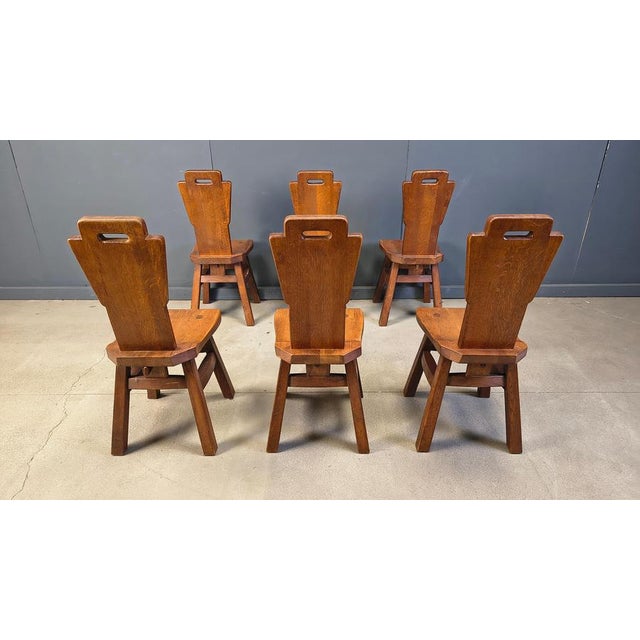 Vintage Oak Brutalist Chairs, 1970s, Set of 6 For Sale - Image 9 of 12