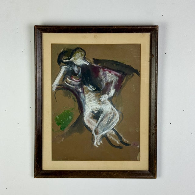 A special find. A mixed media original art work in the manner of Francis Bacon yet with the feel of a reclining figure in...