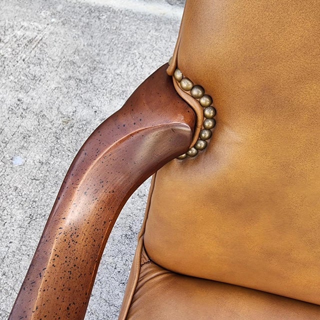 Wood Vintage Guerin Leather Armchair by Leathercraft For Sale - Image 7 of 17