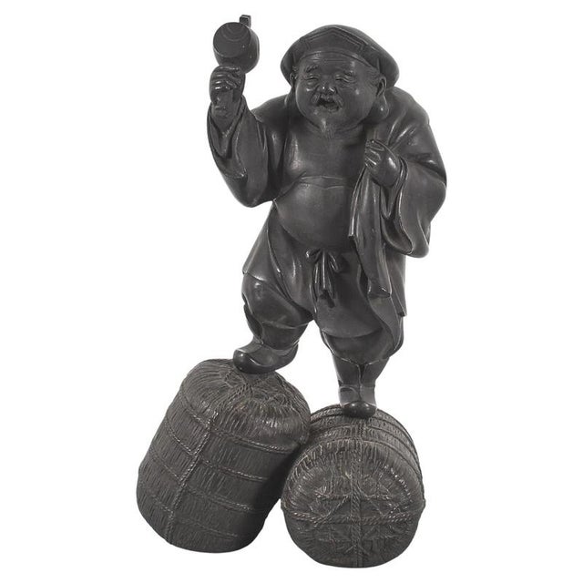 Mid-Century Modern Asian Art Daikoku Bronze Sculpture, 1940 For Sale - Image 12 of 12