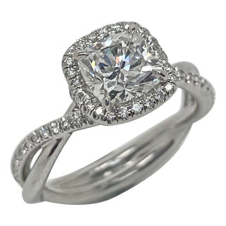 David Yurman, 1.22 Carat Diamond Infinity Half Pave Halo Engagement Ring, Size 6.25 For Sale