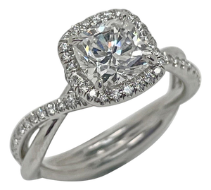 David Yurman, 1.22 Carat Diamond Infinity Half Pave Halo Engagement Ring, Size 6.25