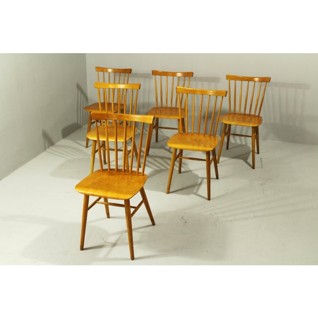 Beech wood frame, bent plywood seat, original with heavy patina