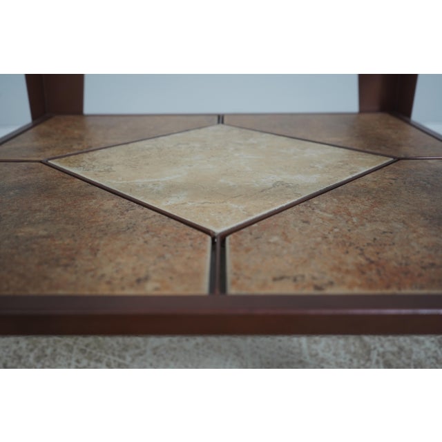 Square Glass Top Mid Century Modern 2 Tier Tile Coffee Table For Sale - Image 11 of 12