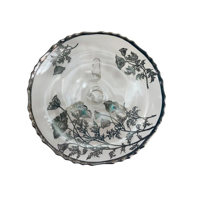 Elegant Vintage Sterling Silver Overlay Footed Serving Dish For Sale - Image 4 of 7