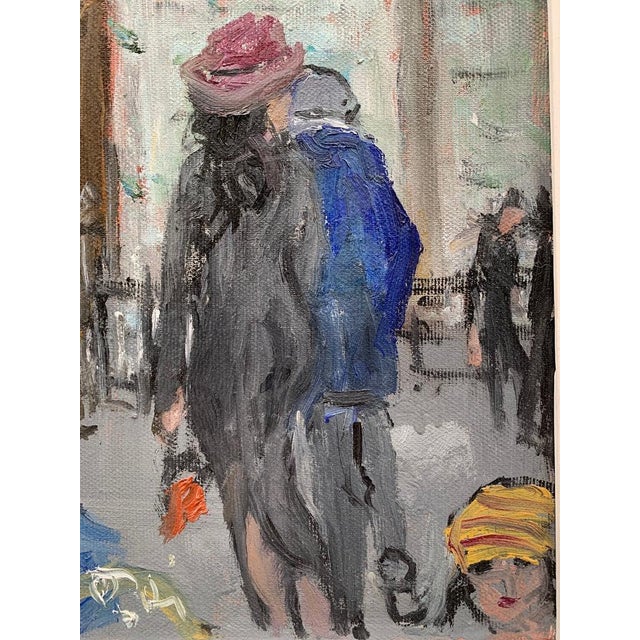 Bruno Paoli "People in Florence" Original Italian Modern Florence Cityscape, 20th Century Florence Italy Fine Art Painting, Oil on Canvas, 25.75x22" For Sale - Image 4 of 7
