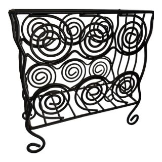 1970's Pewter Scroll Magazine Rack For Sale