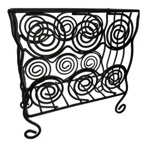 1970's Pewter Scroll Magazine Rack