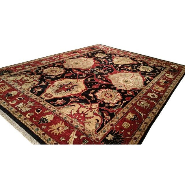 Traditional Red, Black & Gold Handmade Rug - 9x12 For Sale - Image 3 of 5
