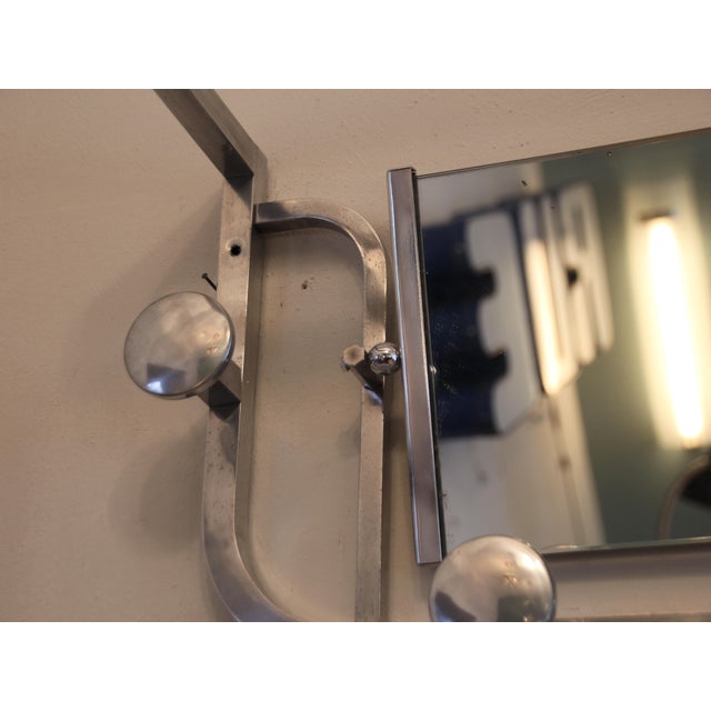 Metal French Art Deco Aluminum Coat Rack with Mirror, 1940s For Sale - Image 7 of 12