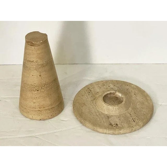 Modernist Conical Table of Travertine Stone From Italy (Four Available) For Sale - Image 10 of 13